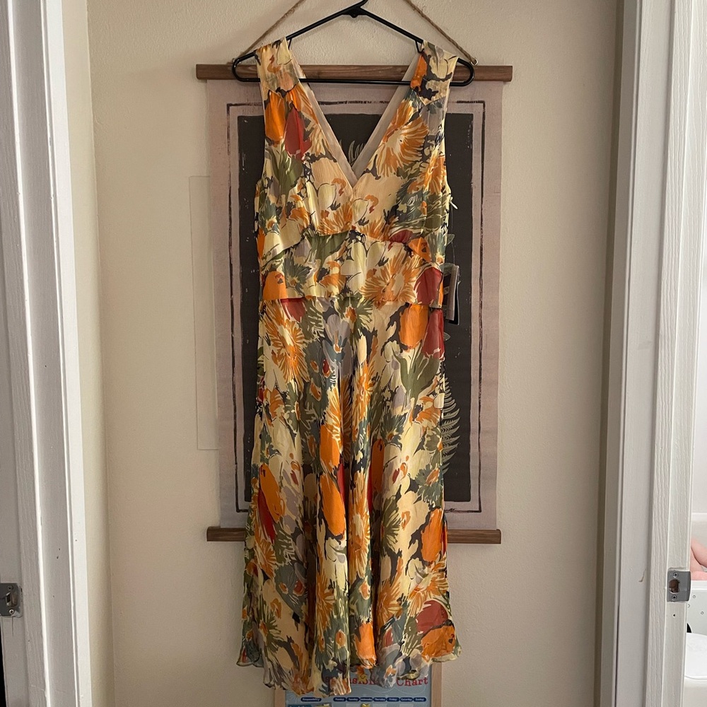 Calvin Klein Silk Floral Dress M